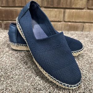 Cole Haan Cloudfeel Stitchlite Espadrille Flats Navy Blue Knit Women's 8.5 EUC